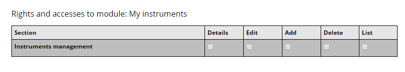 New user form - My instrument section