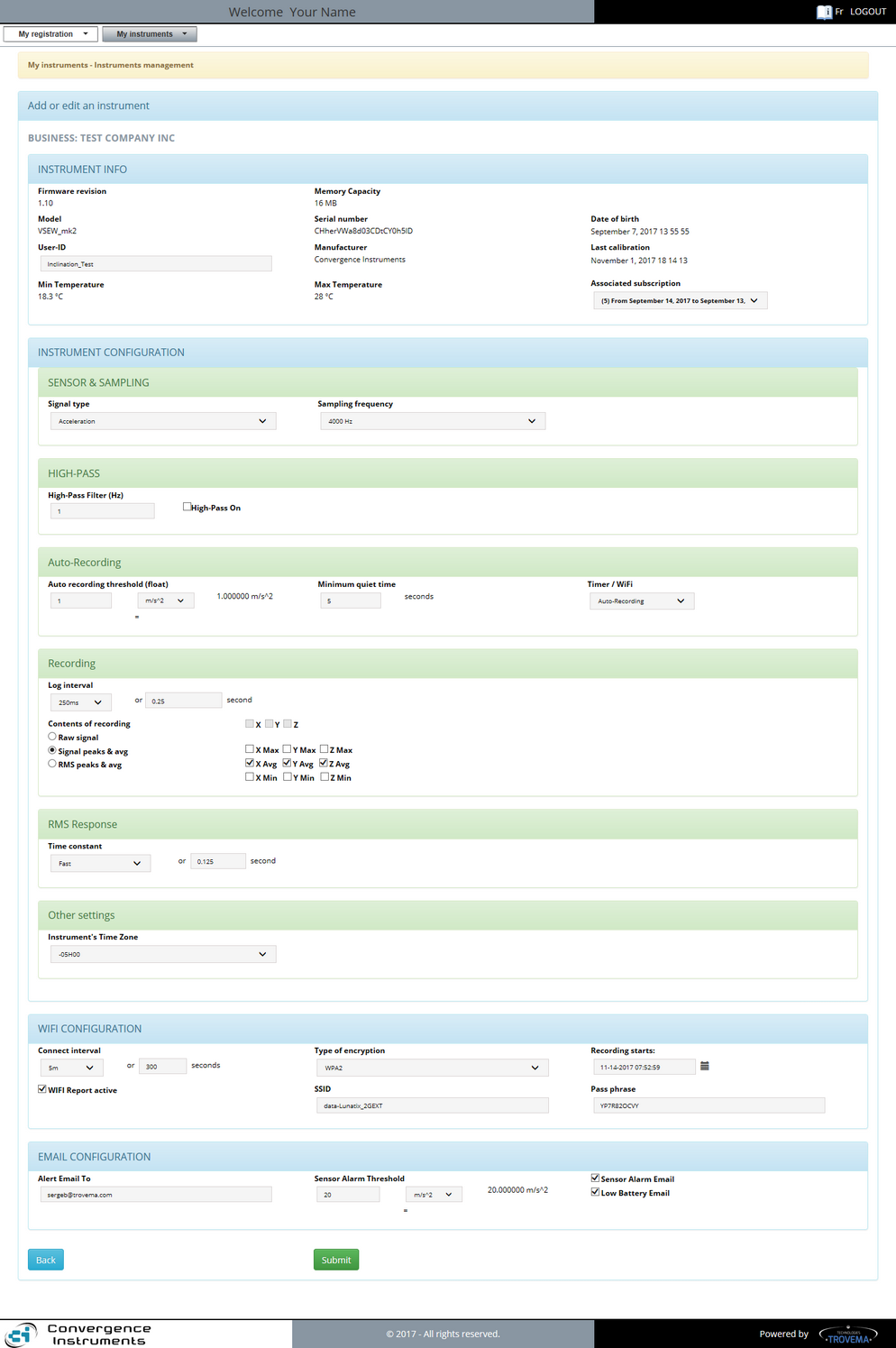 My Instrument - Instrument Info- Info form